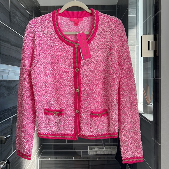 Women's Pink Tweed Jacket - Picture 4 of 8